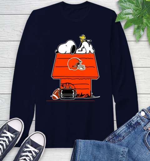 Cleveland Browns NFL Football Snoopy Woodstock The Peanuts Movie Long Sleeve T-Shirt 4