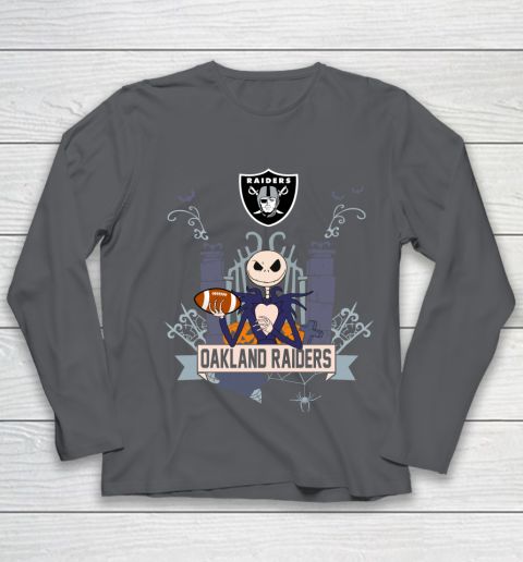 NFL Oakland Raiders Football Jack Skellington Halloween Youth Long Sleeve 6