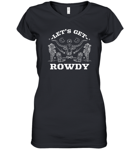 Sadie Crowell Let's Get Rowdy Western Design Women's V-Neck T-Shirt