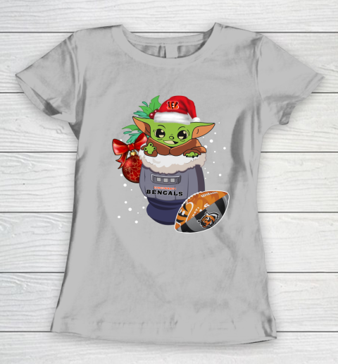 Cincinnati Bengals Christmas Baby Yoda Star Wars Funny Happy NFL Women's T-Shirt 6