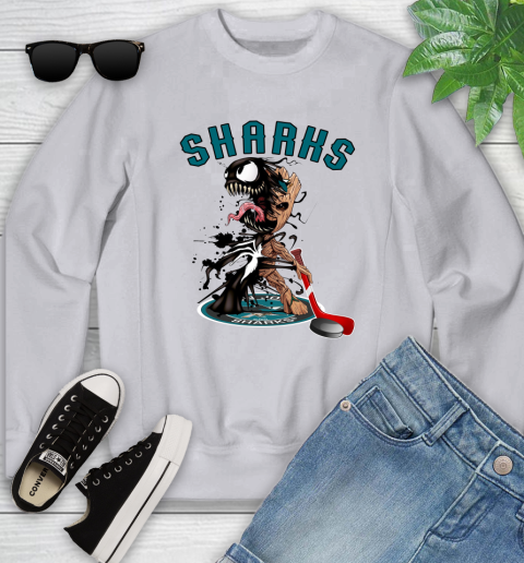 NHL San Jose Sharks Hockey Venom Groot Guardians Of The Galaxy Youth Sweatshirt 4