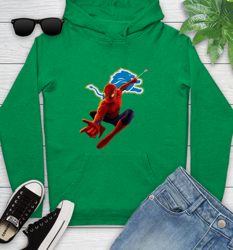 NFL Spider Man Avengers Endgame Football Detroit Lions Youth Hoodie 7