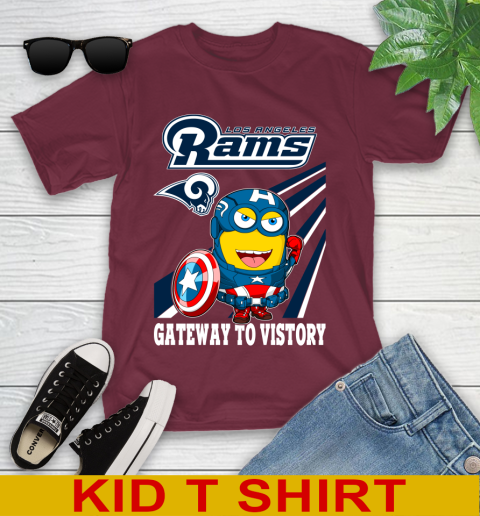 NFL Football Los Angeles Rams Captain America Marvel Avengers Minion Shirt Youth T-Shirt 5