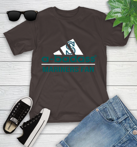MLB A Badass Seattle Mariners Fan Adidas Baseball Sports Youth T-Shirt 7