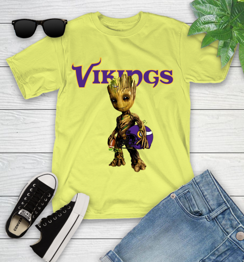 Minnesota Vikings NFL Football Groot Marvel Guardians Of The Galaxy Youth T-Shirt 8