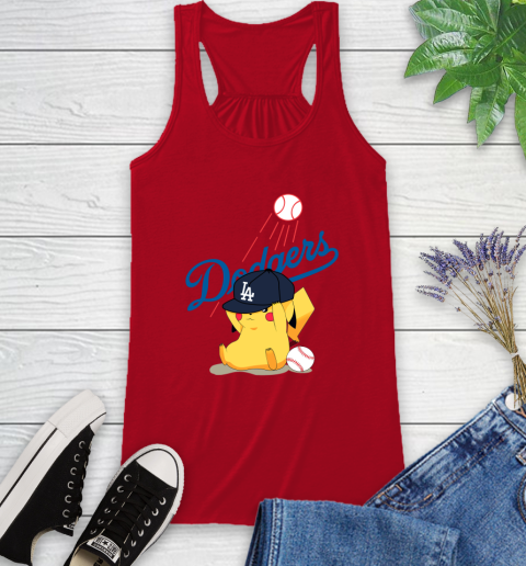 MLB Pikachu Baseball Sports Los Angeles Dodgers Racerback Tank 6