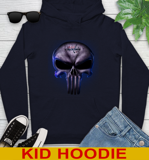 Washington Capitals NHL Hockey Punisher Skull Sports Youth Hoodie 3