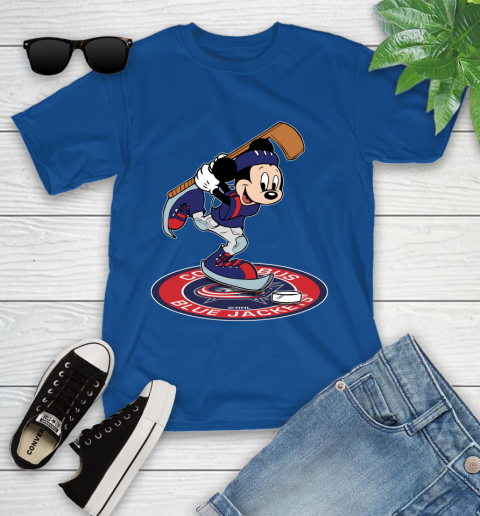NHL Hockey Columbus Blue Jackets Cheerful Mickey Disney Shirt Youth T-Shirt 9