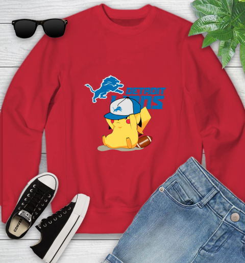 NFL Pikachu Football Sports Detroit Lions Youth Sweatshirt 9