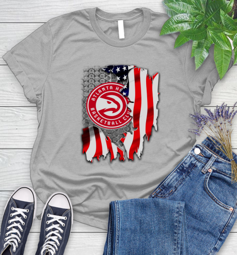 Atlanta Hawks NBA Basketball American Flag Women's T-Shirt 5