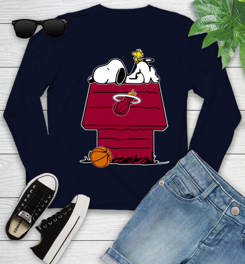 Miami Heat NBA Basketball Snoopy Woodstock The Peanuts Movie Youth Long Sleeve 3