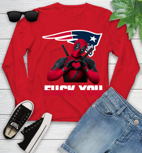 NHL New England Patriots Deadpool Love You Fuck You Football Sports Youth Long Sleeve 11