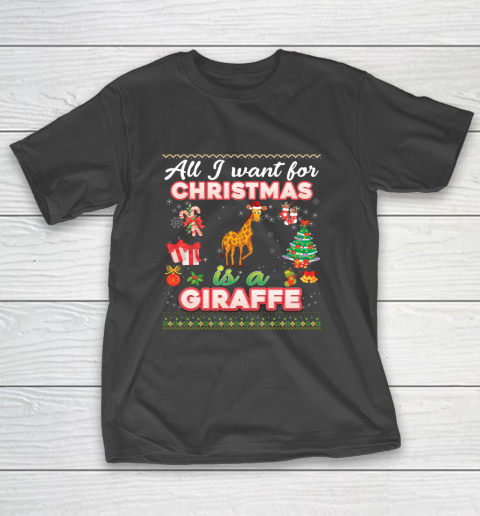 All I Want For Christmas Is A Giraffe Ugly Farmer T-Shirt