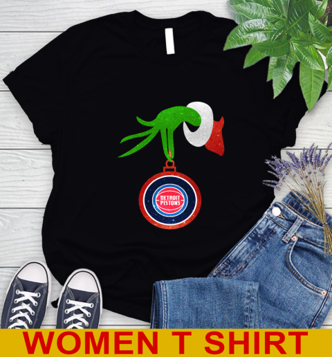 Detroit Pistons Grinch Merry Christmas NBA Basketball Women's T-Shirt 2