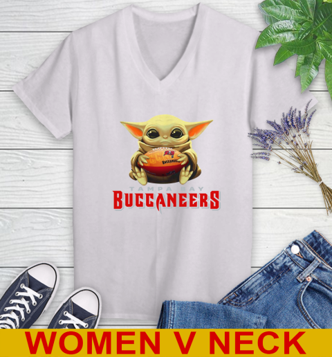 NFL Football Tampa Bay Buccaneers Baby Yoda Star Wars Shirt Women's V-Neck T-Shirt