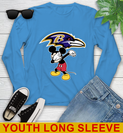 Baltimore Ravens NFL Football Dabbing Mickey Disney Sports Youth Long Sleeve 8