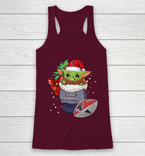 Atlanta Falcons Christmas Baby Yoda Star Wars Funny Happy NFL Racerback Tank 3