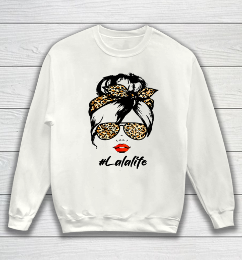 Womens Classy Lala Life With Leopard Pattern Shades Lalalife Sweatshirt