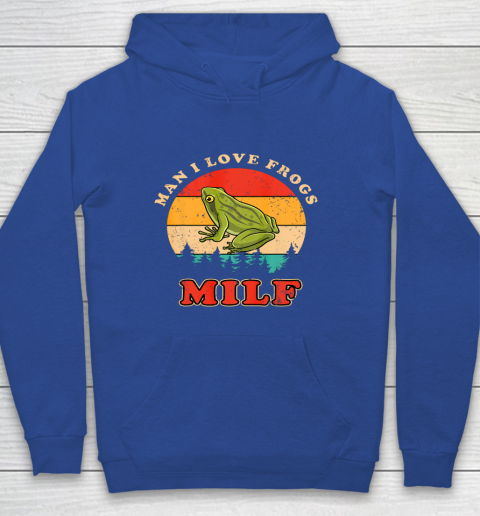 MILF Man I Love Frogs Funny Retro Frog Youth Hoodie 6