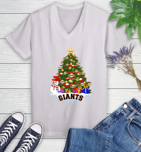 San Francisco Giants Merry Christmas MLB Baseball Sports Women's V-Neck T-Shirt