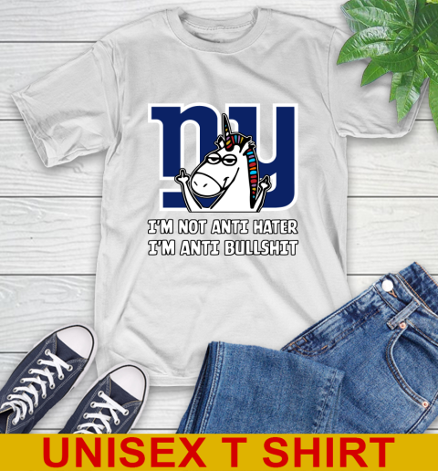 New York Giants NFL Football Unicorn I'm Not Anti Hater I'm Anti Bullshit T-Shirt
