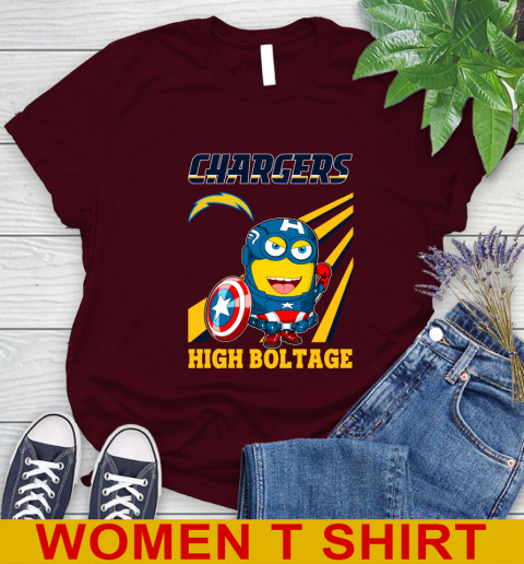 NFL Football Los Angeles Chargers Captain America Marvel Avengers Minion Shirt Women's T-Shirt 6