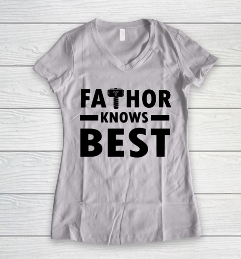 Father's Day Funny Gift Ideas Apparel  Fathor Knows Best Women's V-Neck T-Shirt
