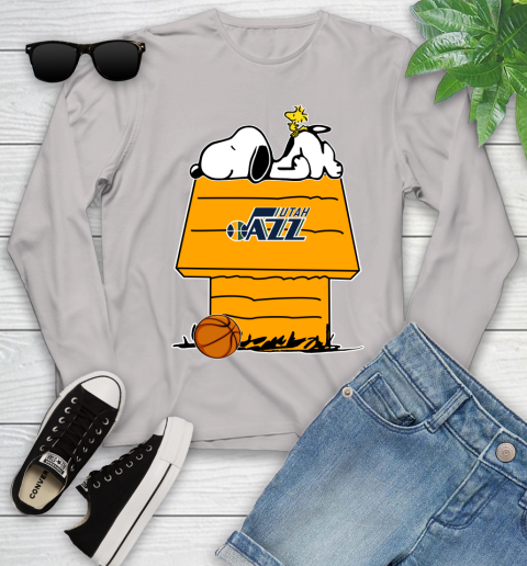 Utah Jazz NBA Basketball Snoopy Woodstock The Peanuts Movie Youth Long Sleeve 12