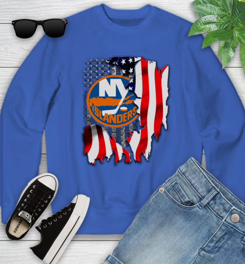 New York Islanders NHL Hockey American Flag Youth Sweatshirt 7