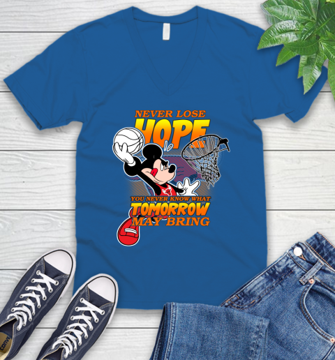 Chicago Bulls NBA Basketball Mickey Disney Never Lose Hope V-Neck T-Shirt 5