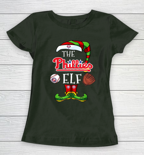 Philadelphia Phillies Christmas ELF Funny MLB Women's T-Shirt 4
