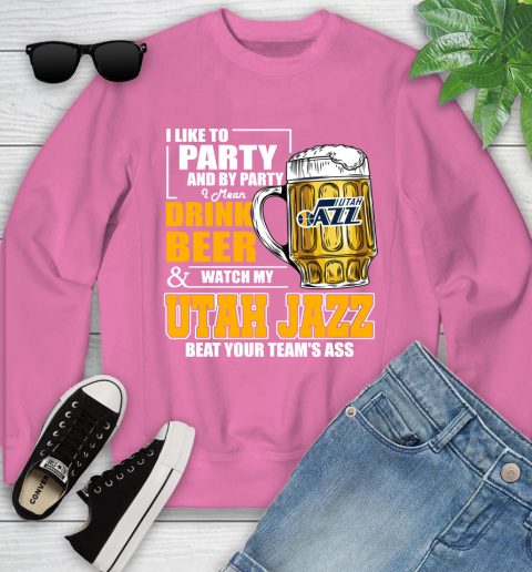NBA Drink Beer and Watch My Utah Jazz Beat Your Team's Ass Basketball Youth Sweatshirt 6