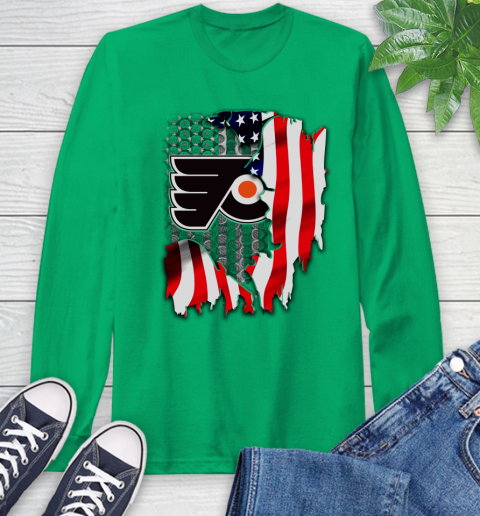 Philadelphia Flyers NHL Hockey American Flag Long Sleeve T-Shirt 8