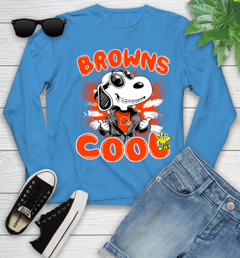NFL Football Cleveland Browns Cool Snoopy Shirt Youth Long Sleeve 7