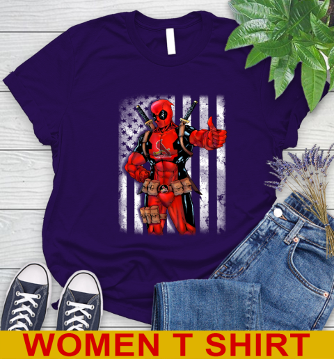 MLB Baseball St.Louis Cardinals Deadpool American Flag Shirt Women's T-Shirt 4