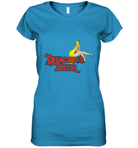 pw91 dragons lair daphne baseball shirts women v neck t shirt 39 front sapphire