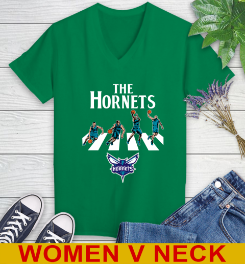 NBA Basketball Charlotte Hornets The Beatles Rock Band Shirt Women's V-Neck T-Shirt 5