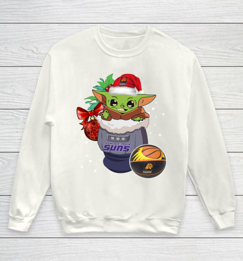 Phoenix Suns Christmas Baby Yoda Star Wars Funny Happy NBA Youth Sweatshirt 2