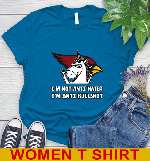 Arizona Cardinals NFL Football Unicorn I'm Not Anti Hater I'm Anti Bullshit Women's T-Shirt 7