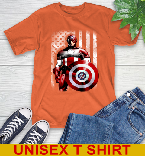 Washington Nationals MLB Baseball Captain America Marvel Avengers American Flag Shirt T-Shirt 4