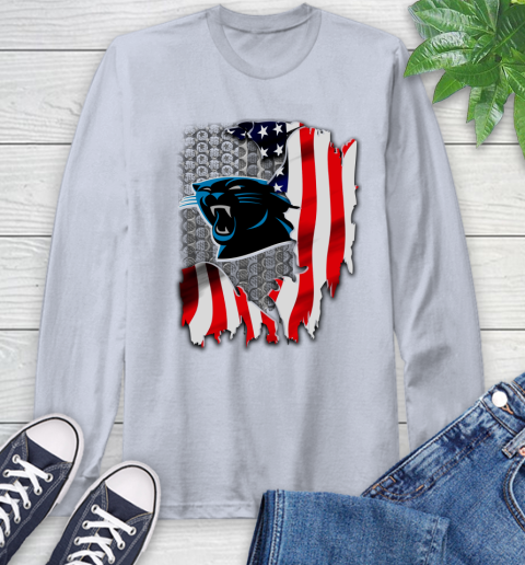 Carolina Panthers NFL Football American Flag Long Sleeve T-Shirt 6