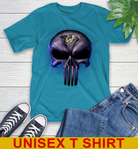 Nashville Predators NHL Hockey Punisher Skull Sports T-Shirt 9