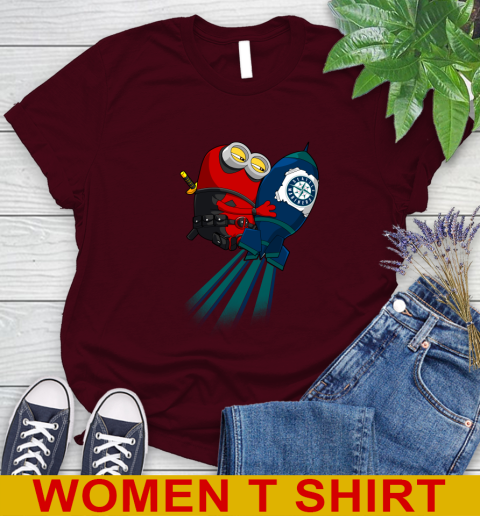 MLB Baseball Seattle Mariners Deadpool Minion Marvel Shirt Women's T-Shirt 6