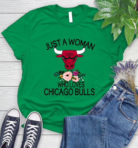 NBA Just A Woman Who Loves Chicago Bulls Basketball Sports Women's T-Shirt 4