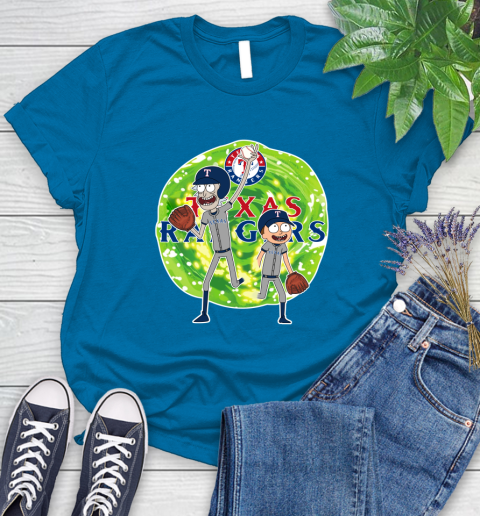MLB Texas Rangers Rick And Morty Baseball Sports Women's T-Shirt 7