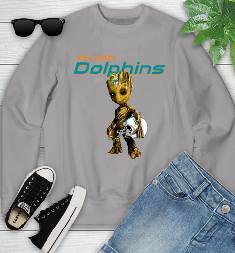 Miami Dolphins NFL Football Groot Marvel Guardians Of The Galaxy Youth Sweatshirt 4