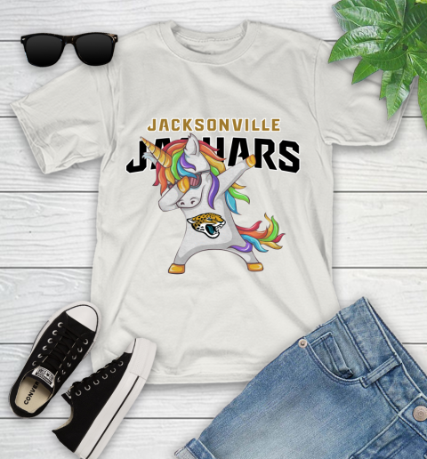 Jacksonville Jaguars NFL Football Funny Unicorn Dabbing Sports Youth T-Shirt 12