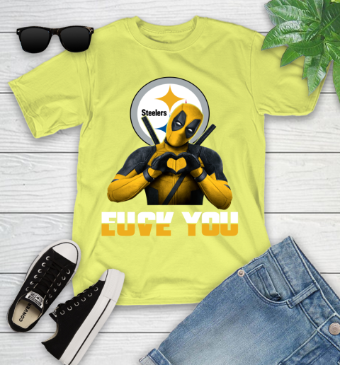NHL Pittsburgh Steelers Deadpool Love You Fuck You Football Sports Youth T-Shirt 10