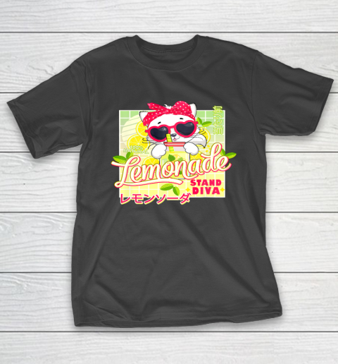 Lemonade Stand Diva Funny Anime Cat Lemon Juice Vaporwave T-Shirt