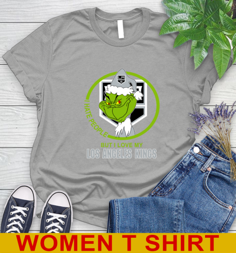 Los Angeles Kings NHL Christmas Grinch I Hate People But I Love My Favorite Hockey Team Women's T-Shirt 11
